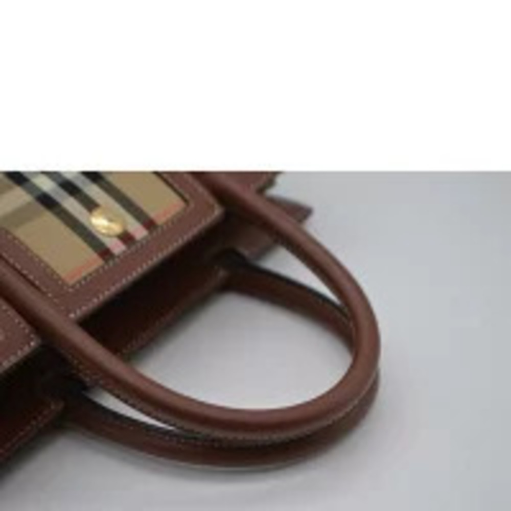 BURBERRY Check Title Leather Handbag SA - Picture 4 of 6